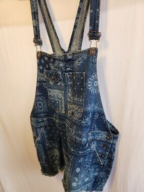 No Boundaries XXL Overalls Shorts Denim